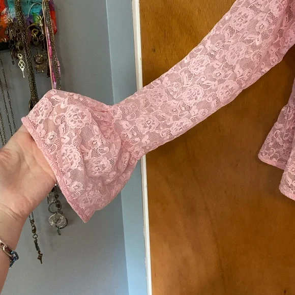 Pink Lace Women's Top - Picture 3 of 4
